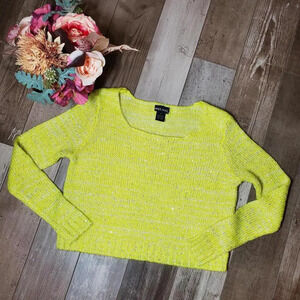 Wet Seal Yellow Sequin Cropped Women's Sweater Size Small NWOT